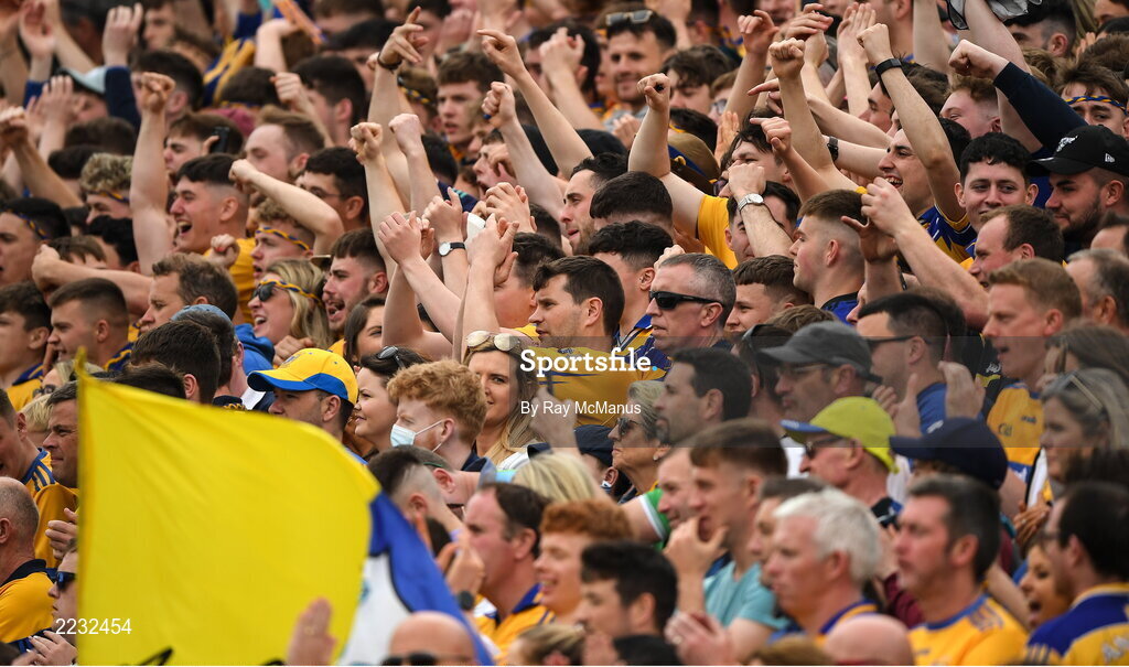 15 May 2022; Clare supporters before the Munster GAA Hurling Senior Championship Round 4 match between Clare and Limerick at Cusack Park in Ennis, Clare. Photo by Ray McManus/Sportsfile
