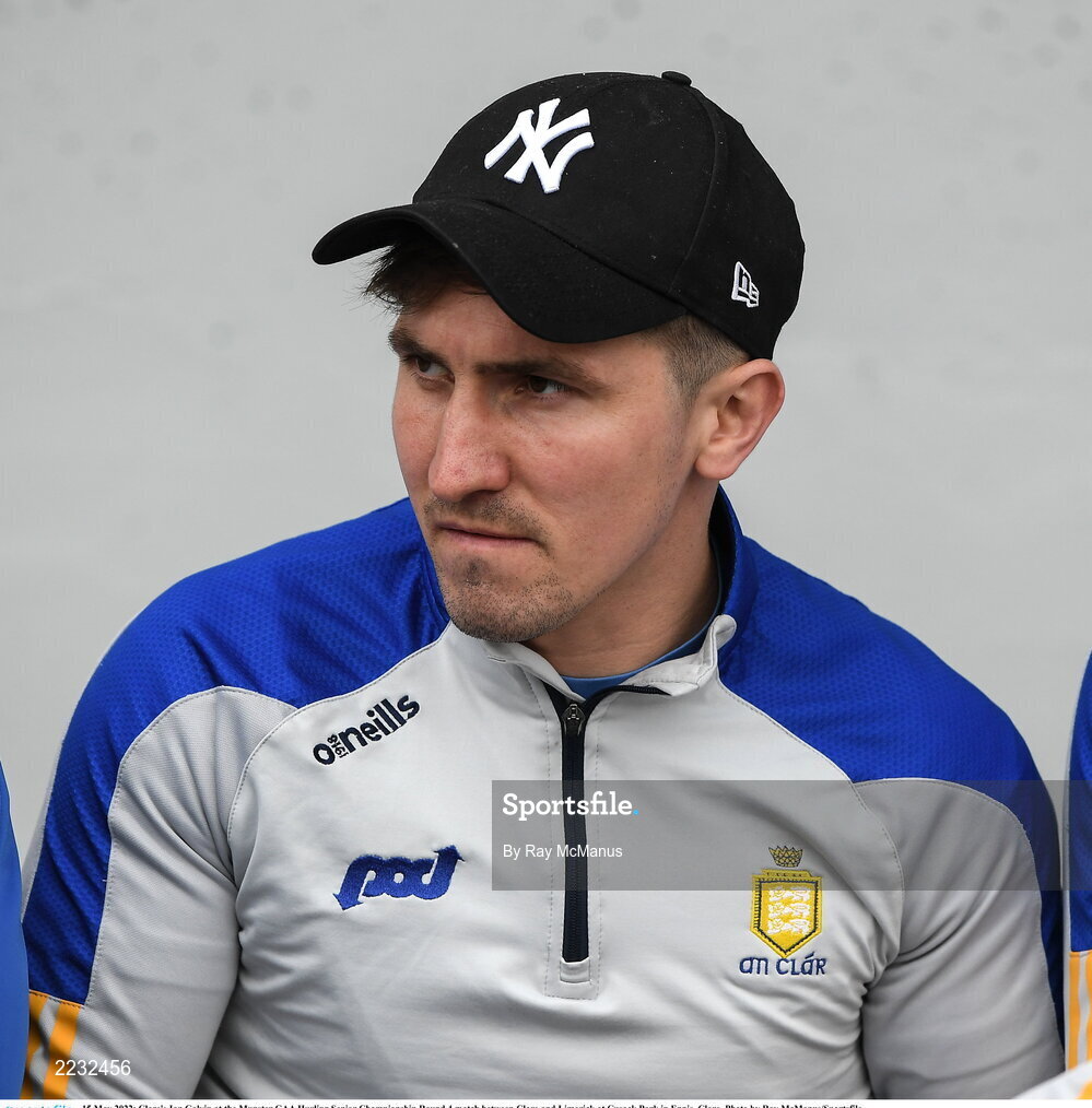 15 May 2022; Clare's Ian Galvin at the Munster GAA Hurling Senior Championship Round 4 match between Clare and Limerick at Cusack Park in Ennis, Clare. Photo by Ray McManus/Sportsfile
