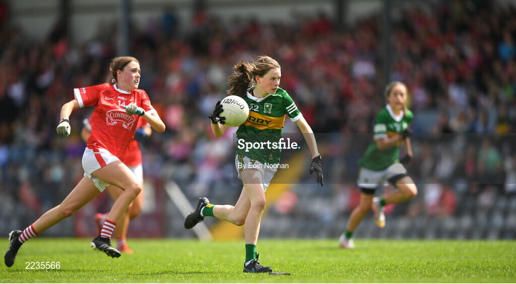 21 May 2022; Jessie Lynch of Kerry during the Ladies Football U14 All-Ireland Platinum Final match between Cork and Kerry at Páirc Uí Rinn in Cork. Photo by Eóin Noonan/Sportsfile