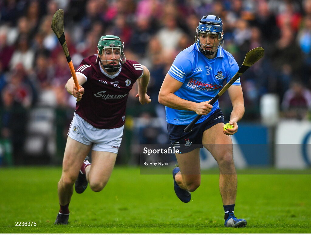 21 May 2022; Eoghan O’Donnell of Dublin in action against Cathal Mannion of Galway during the Leinster GAA Hurling Senior Championship Round 5 match between Galway and Dublin at Pearse Stadium in Galway. Photo by Ray Ryan/Sportsfile