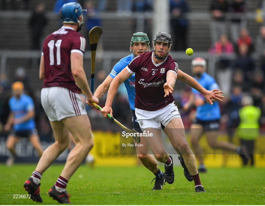 21 May 2022; Joseph Cooney of Galway in action against Dublin during the Leinster GAA Hurling Senior Championship Round 5 match between Galway and Dublin at Pearse Stadium in Galway. Photo by Ray Ryan/Sportsfile
