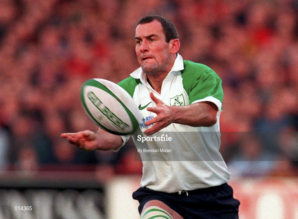 28 November 1998; Eric Elwood of Ireland during a International Friendly Match between Ireland and South Africa at Landsdowne Road in Dublin. Photo by Brendan Moran/Sportsfile