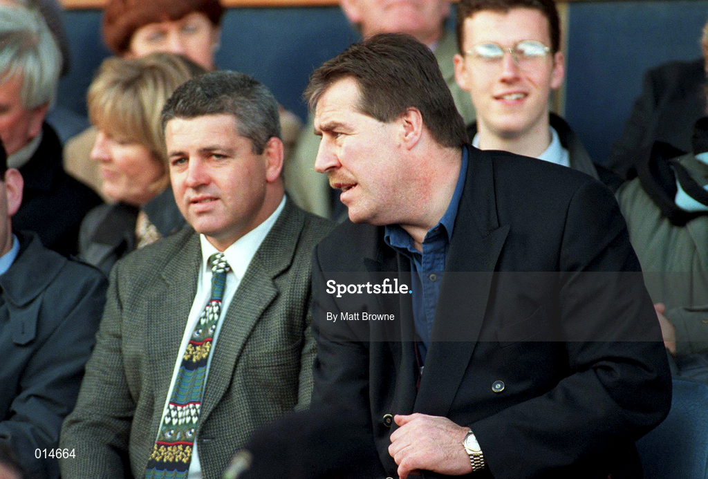 25th April 1998; Ireland coach Warren Gatland and former Irish International Donal Lenihan ahead of the AIB All-Ireland League Division 1 Final match between Garryowen and Shannon at Lansdowne Road in Dublin. Photo by Matt Browne/Sportsfile