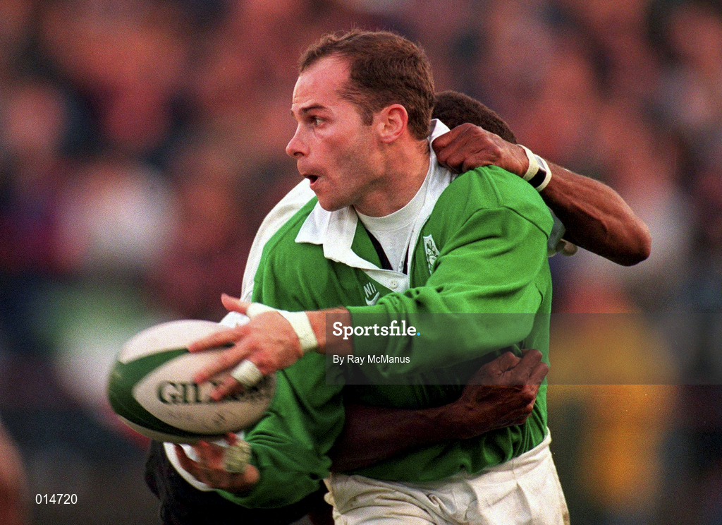 18 November 1995, Paul Burke of Ireland during the Autumn International between Ireland and Fiji at Landsdowne Road in Dublin. Photo by Ray McManus /Sportsfile