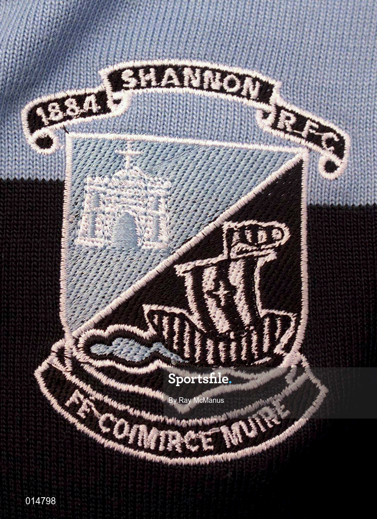 25 April 1998; A detailed view of the Shannon RFC Crest ahead of the AIB League Final match between Garryowen and Shannon at Lansdowne Road in Dublin. Photo by Ray McManus/Sportsfile