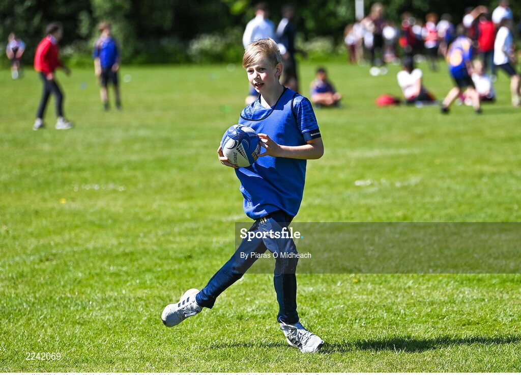 27 May 2022; Samuel Garrigan of Rathfarnham Educate Together, Dublin, during the Leinster Rugby Touch Rugby Event at Marlay Park in Dublin. Photo by Piaras Ó Mídheach/Sportsfile