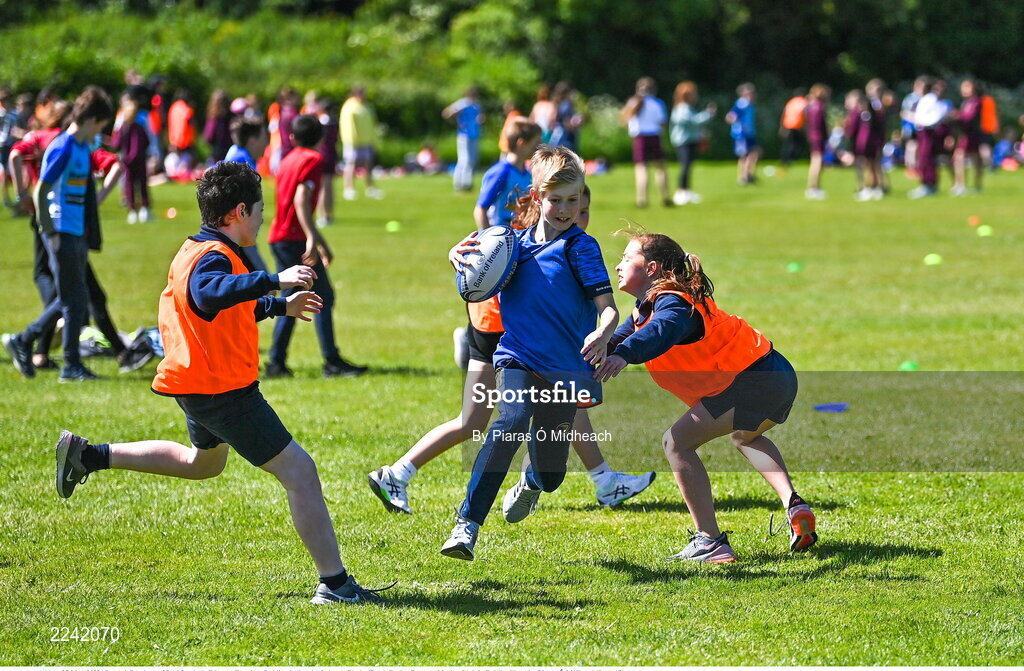 27 May 2022; Samuel Garrigan of Rathfarnham Educate Together, Dublin, during the Leinster Rugby Touch Rugby Event at Marlay Park in Dublin. Photo by Piaras Ó Mídheach/Sportsfile