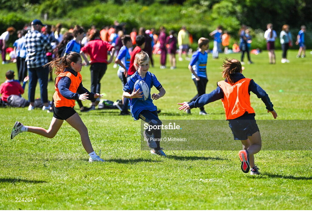 27 May 2022; Samuel Garrigan of Rathfarnham Educate Together, Dublin, during the Leinster Rugby Touch Rugby Event at Marlay Park in Dublin. Photo by Piaras Ó Mídheach/Sportsfile