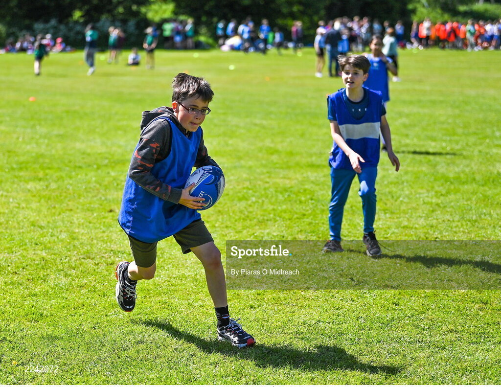 27 May 2022; Samuel Clarke Wallace of Rathfarnham Educate Together, Dublin, during the Leinster Rugby Touch Rugby Event at Marlay Park in Dublin. Photo by Piaras Ó Mídheach/Sportsfile
