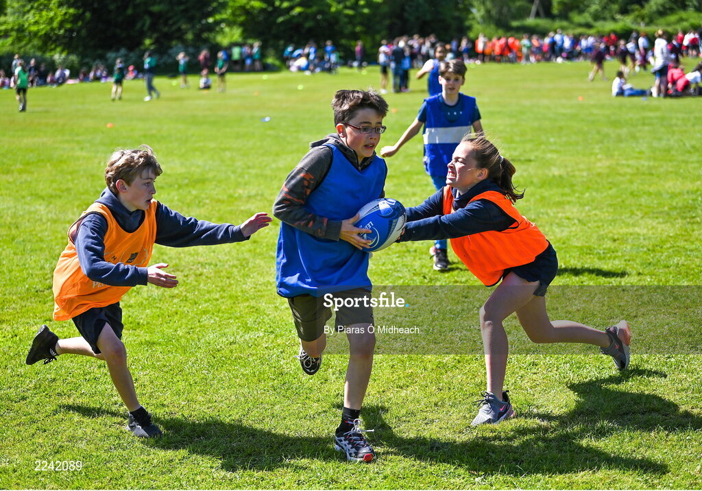 27 May 2022; Samuel Clarke Wallace of Rathfarnham Educate Together, Dublin, during the Leinster Rugby Touch Rugby Event at Marlay Park in Dublin. Photo by Piaras Ó Mídheach/Sportsfile