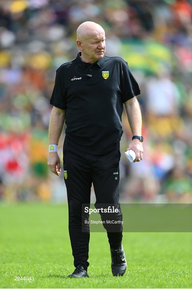 29 May 2022; Donegal manager Declan Bonner before the Ulster GAA Football Senior Championship Final between Derry and Donegal at St Tiernach's Park in Clones, Monaghan. Photo by Stephen McCarthy/Sportsfile