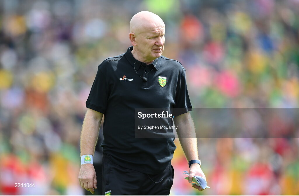 29 May 2022; Donegal manager Declan Bonner before the Ulster GAA Football Senior Championship Final between Derry and Donegal at St Tiernach's Park in Clones, Monaghan. Photo by Stephen McCarthy/Sportsfile