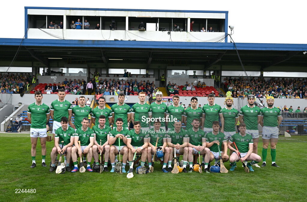 15 May 2022; The Limerick squad before the Munster GAA Hurling Senior Championship Round 4 match between Clare and Limerick at Cusack Park in Ennis, Clare. Photo by Ray McManus/Sportsfile