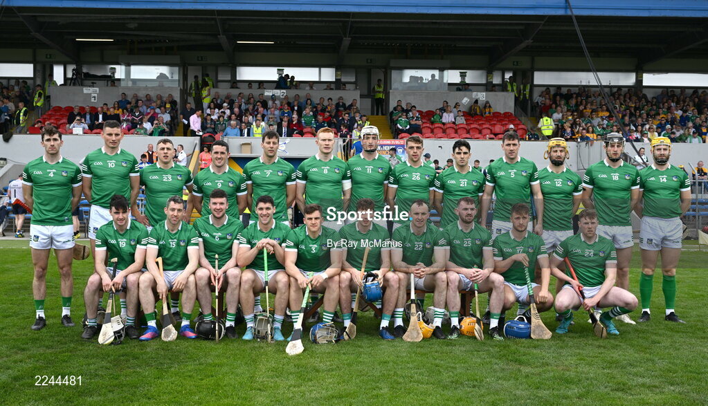 15 May 2022; The Limerick squad before the Munster GAA Hurling Senior Championship Round 4 match between Clare and Limerick at Cusack Park in Ennis, Clare. Photo by Ray McManus/Sportsfile