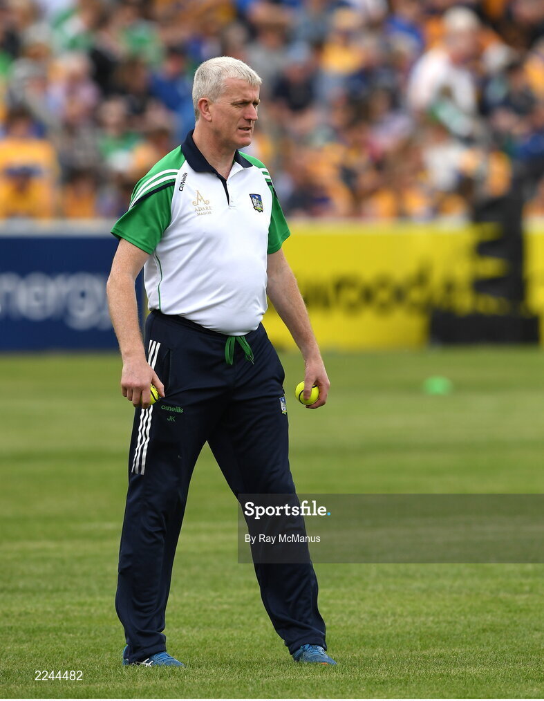 15 May 2022; Limerick manager John Kiely fefore the Munster GAA Hurling Senior Championship Round 4 match between Clare and Limerick at Cusack Park in Ennis, Clare. Photo by Ray McManus/Sportsfile