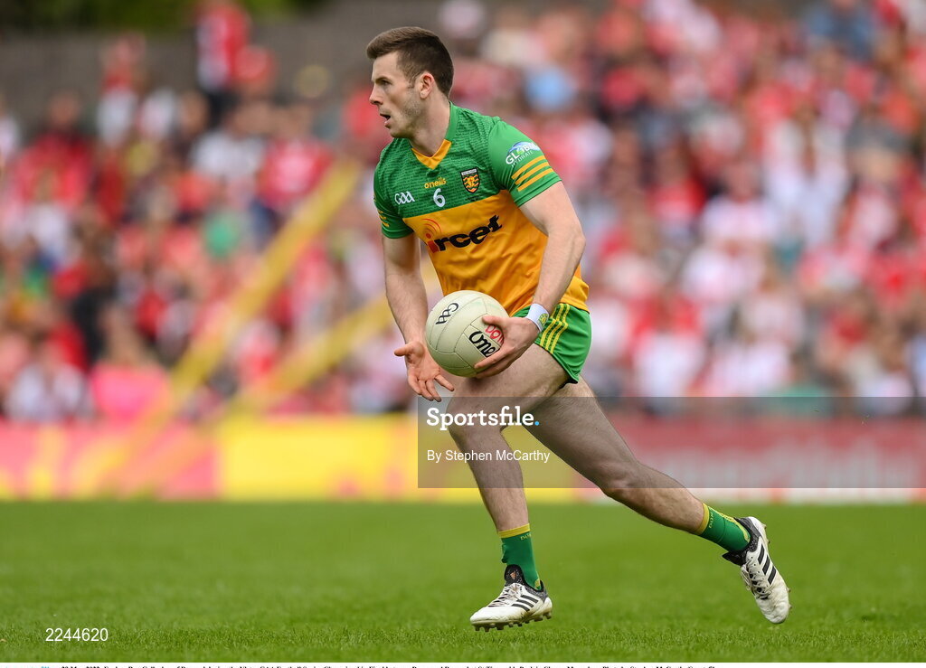 29 May 2022; Eoghan Ban Gallagher of Donegal during the Ulster GAA Football Senior Championship Final between Derry and Donegal at St Tiernach's Park in Clones, Monaghan. Photo by Stephen McCarthy/Sportsfile