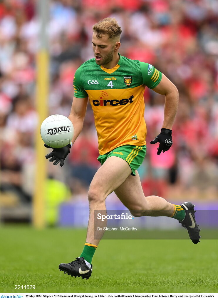 29 May 2022; Stephen McMenamin of Donegal during the Ulster GAA Football Senior Championship Final between Derry and Donegal at St Tiernach's Park in Clones, Monaghan. Photo by Stephen McCarthy/Sportsfile