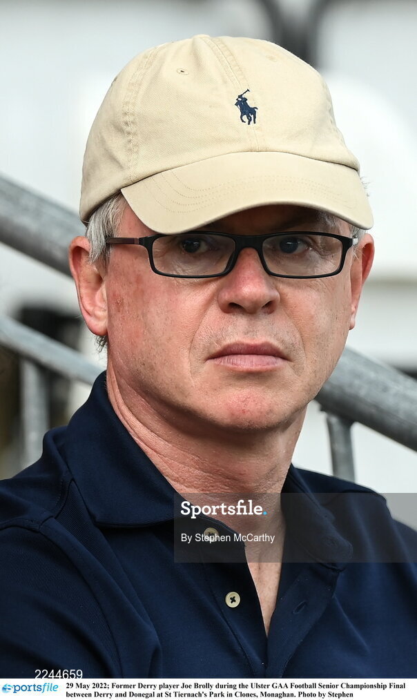 29 May 2022; Former Derry player Joe Brolly during the Ulster GAA Football Senior Championship Final between Derry and Donegal at St Tiernach's Park in Clones, Monaghan. Photo by Stephen McCarthy/Sportsfile