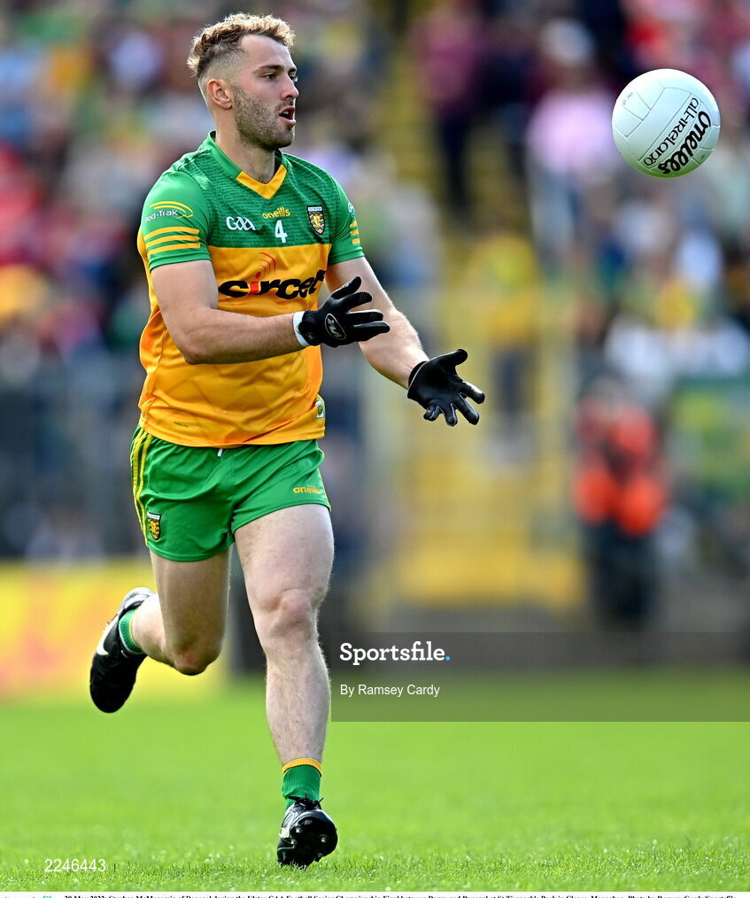 29 May 2022; Stephen McMenamin of Donegal during the Ulster GAA Football Senior Championship Final between Derry and Donegal at St Tiernach's Park in Clones, Monaghan. Photo by Ramsey Cardy/Sportsfile
