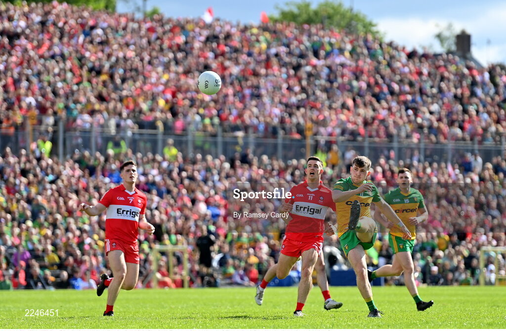 29 May 2022; Shane O'Donnell of Donegal during the Ulster GAA Football Senior Championship Final between Derry and Donegal at St Tiernach's Park in Clones, Monaghan. Photo by Ramsey Cardy/Sportsfile