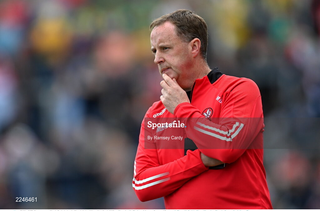 29 May 2022; Derry manager Martin Boyle during the Electric Ireland Ulster GAA Football Minor Championship Final match between Derry and Tyrone at St Tiernach's Park in Clones, Monaghan. Photo by Ramsey Cardy/Sportsfile