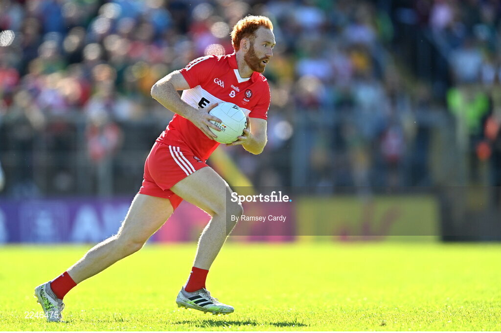 29 May 2022; Conor Glass of Derry during the Ulster GAA Football Senior Championship Final between Derry and Donegal at St Tiernach's Park in Clones, Monaghan. Photo by Ramsey Cardy/Sportsfile