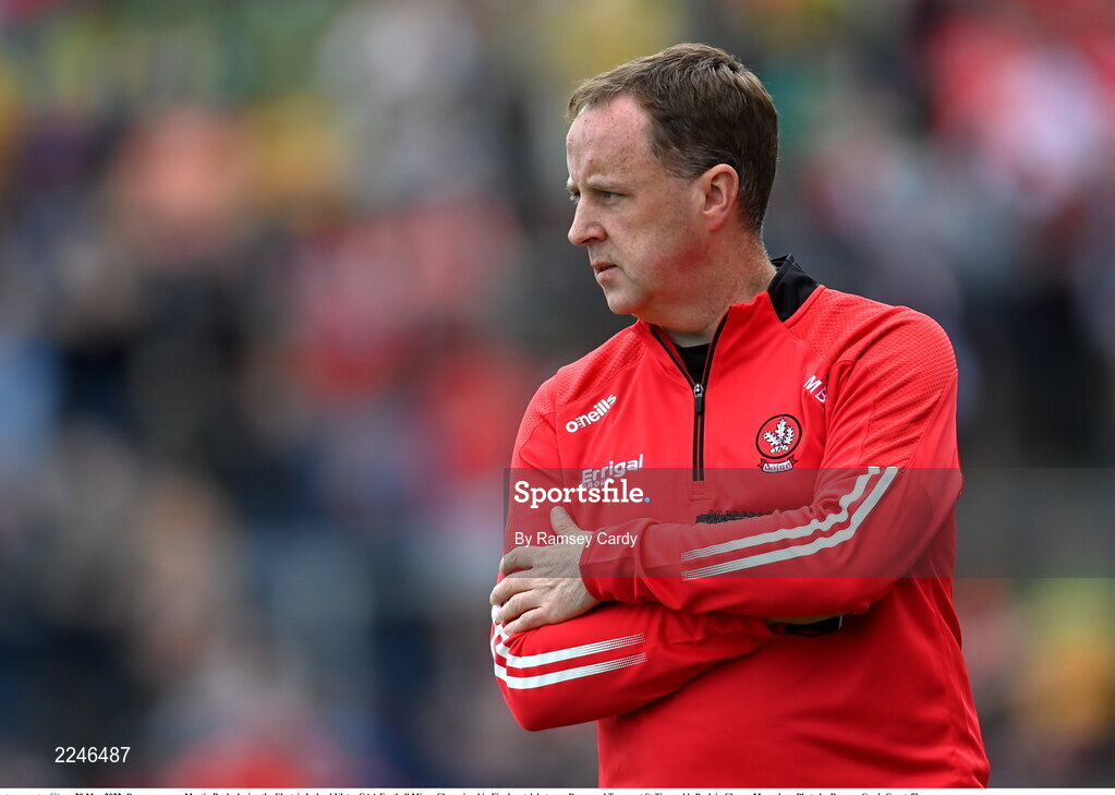 29 May 2022; Derry manager Martin Boyle during the Electric Ireland Ulster GAA Football Minor Championship Final match between Derry and Tyrone at St Tiernach's Park in Clones, Monaghan. Photo by Ramsey Cardy/Sportsfile