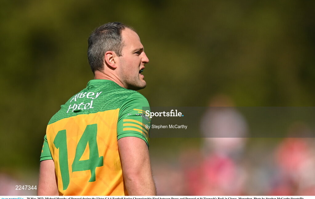 29 May 2022; Michael Murphy of Donegal during the Ulster GAA Football Senior Championship Final between Derry and Donegal at St Tiernach's Park in Clones, Monaghan. Photo by Stephen McCarthy/Sportsfile
