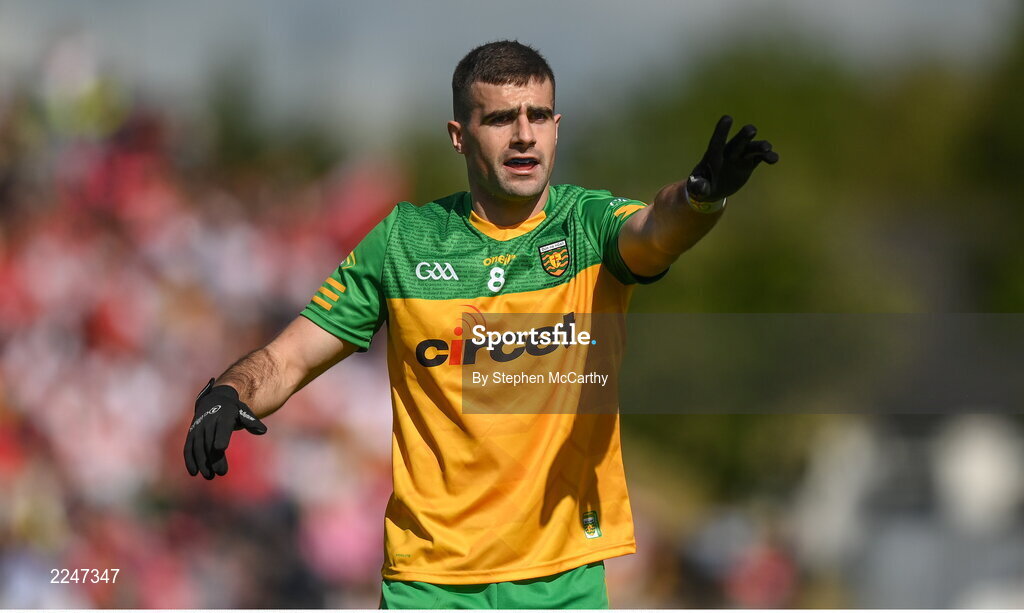 29 May 2022; Caolan McGonagle of Donegal during the Ulster GAA Football Senior Championship Final between Derry and Donegal at St Tiernach's Park in Clones, Monaghan. Photo by Stephen McCarthy/Sportsfile