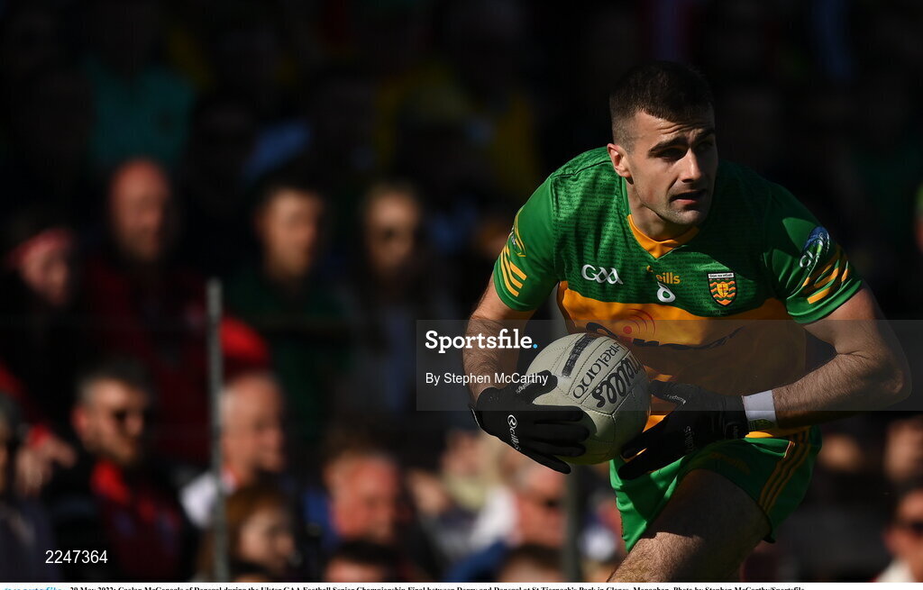 29 May 2022; Caolan McGonagle of Donegal during the Ulster GAA Football Senior Championship Final between Derry and Donegal at St Tiernach's Park in Clones, Monaghan. Photo by Stephen McCarthy/Sportsfile