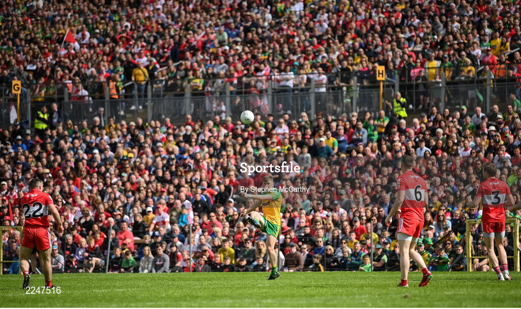 29 May 2022; Shane O'Donnell of Donegal during the Ulster GAA Football Senior Championship Final between Derry and Donegal at St Tiernach's Park in Clones, Monaghan. Photo by Stephen McCarthy/Sportsfile
