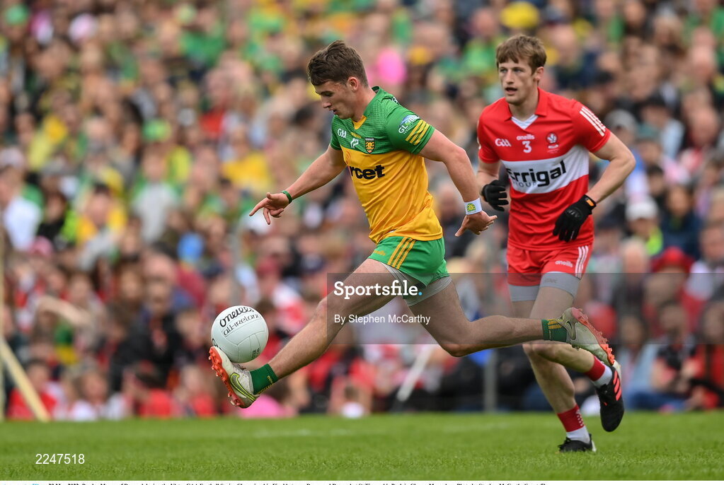 29 May 2022; Peadar Mogan of Donegal during the Ulster GAA Football Senior Championship Final between Derry and Donegal at St Tiernach's Park in Clones, Monaghan. Photo by Stephen McCarthy/Sportsfile