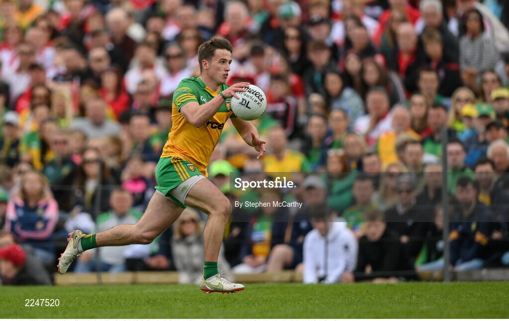 29 May 2022; Peadar Mogan of Donegal during the Ulster GAA Football Senior Championship Final between Derry and Donegal at St Tiernach's Park in Clones, Monaghan. Photo by Stephen McCarthy/Sportsfile