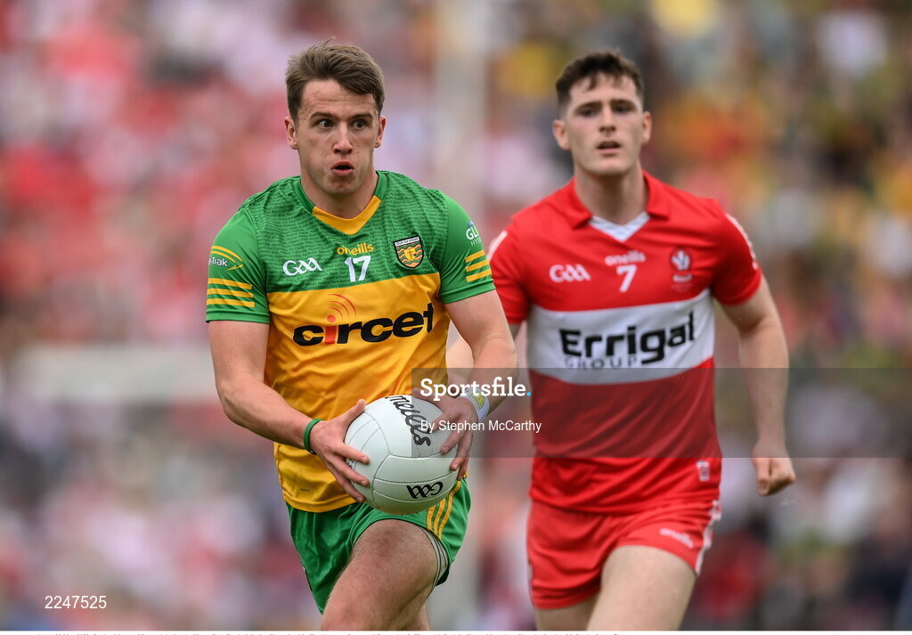 29 May 2022; Peadar Mogan of Donegal during the Ulster GAA Football Senior Championship Final between Derry and Donegal at St Tiernach's Park in Clones, Monaghan. Photo by Stephen McCarthy/Sportsfile