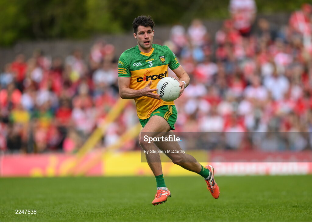 29 May 2022; Brendan McCole of Donegal during the Ulster GAA Football Senior Championship Final between Derry and Donegal at St Tiernach's Park in Clones, Monaghan. Photo by Stephen McCarthy/Sportsfile