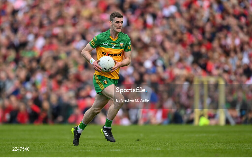 29 May 2022; Caolan Ward of Donegal during the Ulster GAA Football Senior Championship Final between Derry and Donegal at St Tiernach's Park in Clones, Monaghan. Photo by Stephen McCarthy/Sportsfile