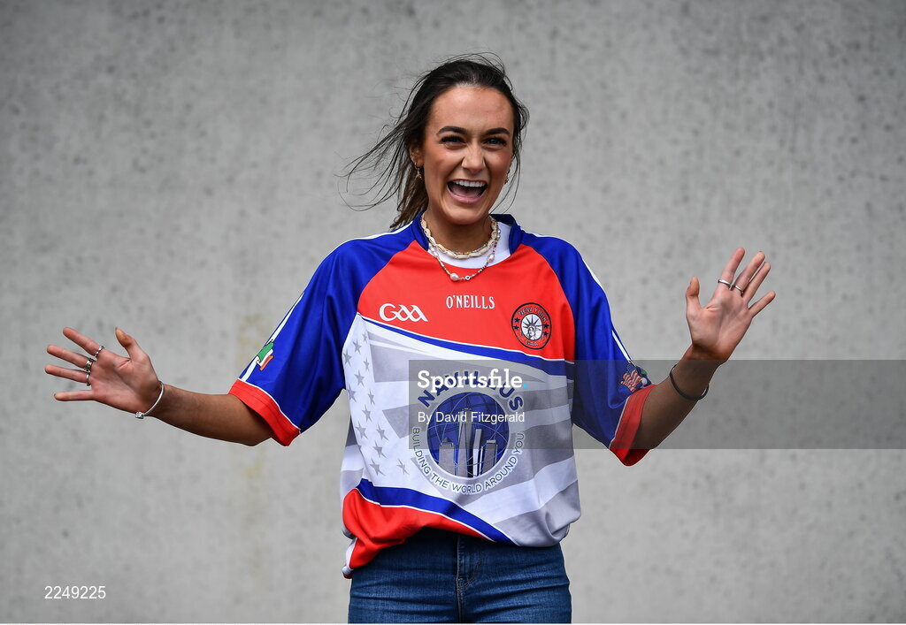 4 June 2022; New York supporter Tessa Kane from Offaly during the Tailteann Cup Quarter-Final match between Offaly and New York at O'Connor Park in Tullamore, Offaly. Photo by David Fitzgerald/Sportsfile