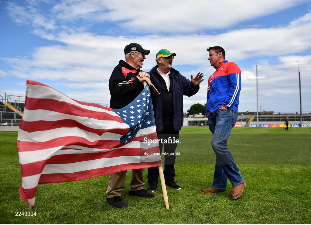 4 June 2022; Offaly and New York supporters after the Tailteann Cup Quarter-Final match between Offaly and New York at O'Connor Park in Tullamore, Offaly. Photo by David Fitzgerald/Sportsfile