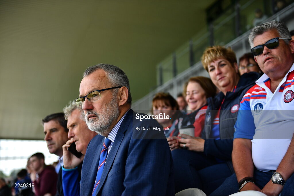 4 June 2022; Uachtarán Chumann Lúthchleas Gael Larry McCarthy looks on during the Tailteann Cup Quarter-Final match between Offaly and New York at O'Connor Park in Tullamore, Offaly. Photo by David Fitzgerald/Sportsfile