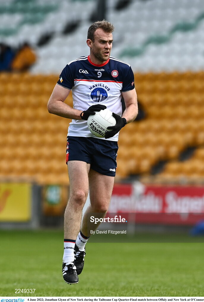 4 June 2022; Jonathan Glynn of New York during the Tailteann Cup Quarter-Final match between Offaly and New York at O'Connor Park in Tullamore, Offaly. Photo by David Fitzgerald/Sportsfile