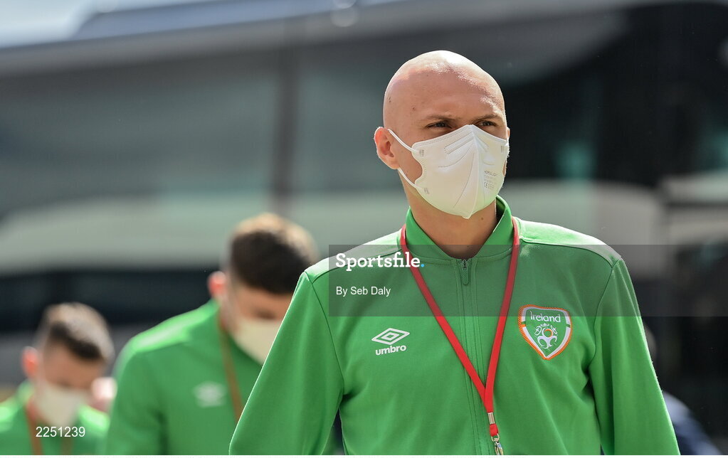 6 June 2022; Will Smallbone of Republic of Ireland arrives before the UEFA European U21 Championship qualifying group F match between Republic of Ireland and Montenegro at Tallaght Stadium in Dublin. Photo by Seb Daly/Sportsfile