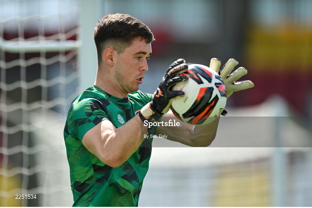 6 June 2022; Republic of Ireland goalkeeper Brian Maher before the UEFA European U21 Championship qualifying group F match between Republic of Ireland and Montenegro at Tallaght Stadium in Dublin. Photo by Seb Daly/Sportsfile