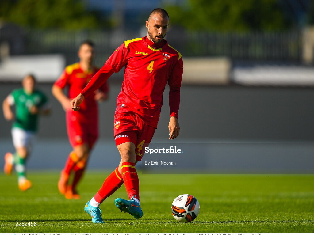 6 June 2022; Ognjen Obradovic of Montenegro during the UEFA European U21 Championship qualifying group F match between Republic of Ireland and Montenegro at Tallaght Stadium in Dublin. Photo by Eóin Noonan/Sportsfile