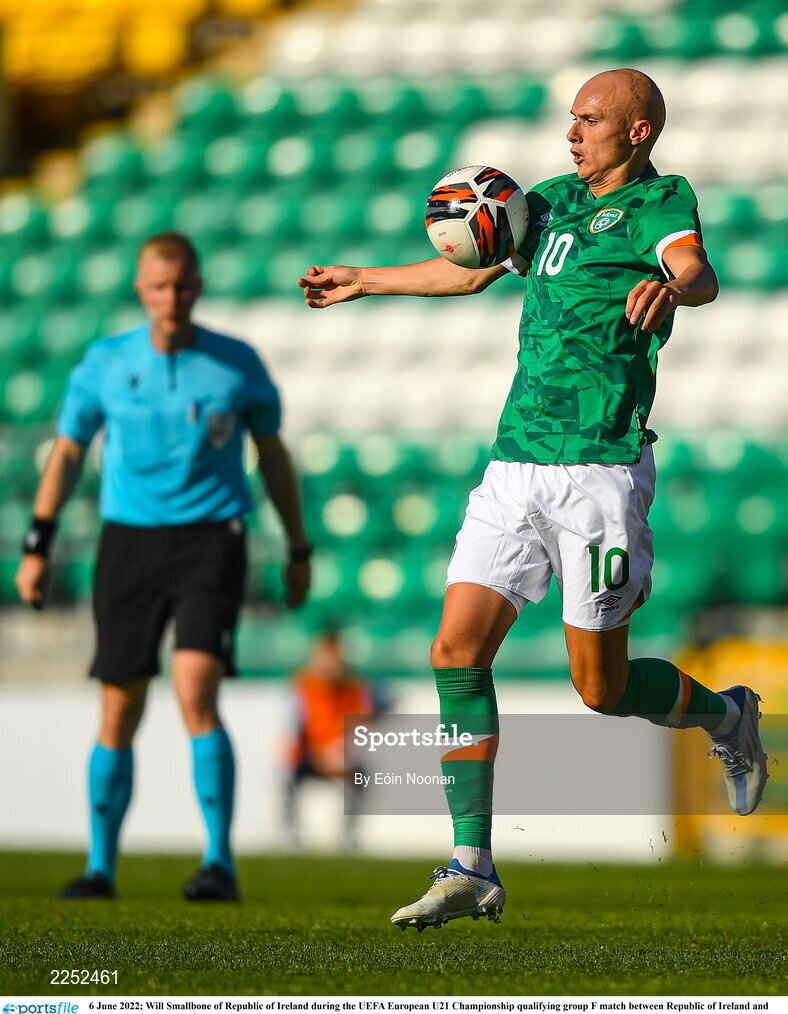 6 June 2022; Will Smallbone of Republic of Ireland during the UEFA European U21 Championship qualifying group F match between Republic of Ireland and Montenegro at Tallaght Stadium in Dublin. Photo by Eóin Noonan/Sportsfile
