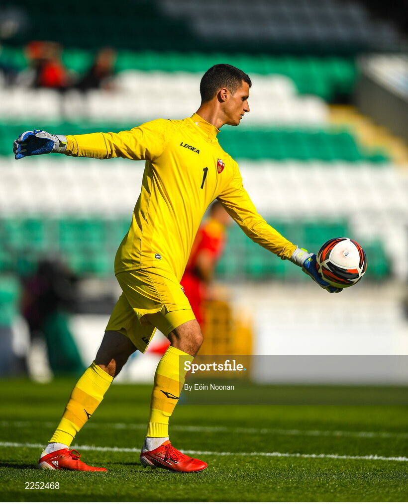 6 June 2022; Montenegro goalkeeper Nikola Ivezic during the UEFA European U21 Championship qualifying group F match between Republic of Ireland and Montenegro at Tallaght Stadium in Dublin. Photo by Eóin Noonan/Sportsfile