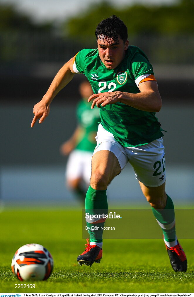 6 June 2022; Liam Kerrigan of Republic of Ireland during the UEFA European U21 Championship qualifying group F match between Republic of Ireland and Montenegro at Tallaght Stadium in Dublin. Photo by Eóin Noonan/Sportsfile