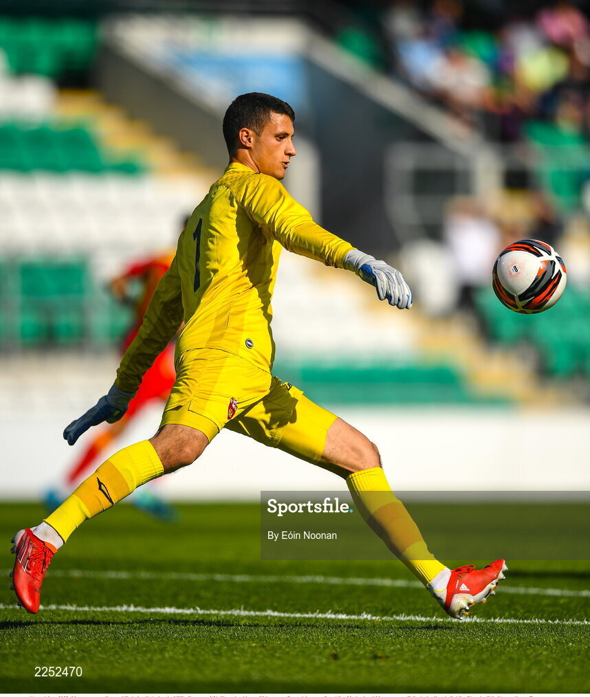 6 June 2022; Montenegro goalkeeper Nikola Ivezic during the UEFA European U21 Championship qualifying group F match between Republic of Ireland and Montenegro at Tallaght Stadium in Dublin. Photo by Eóin Noonan/Sportsfile