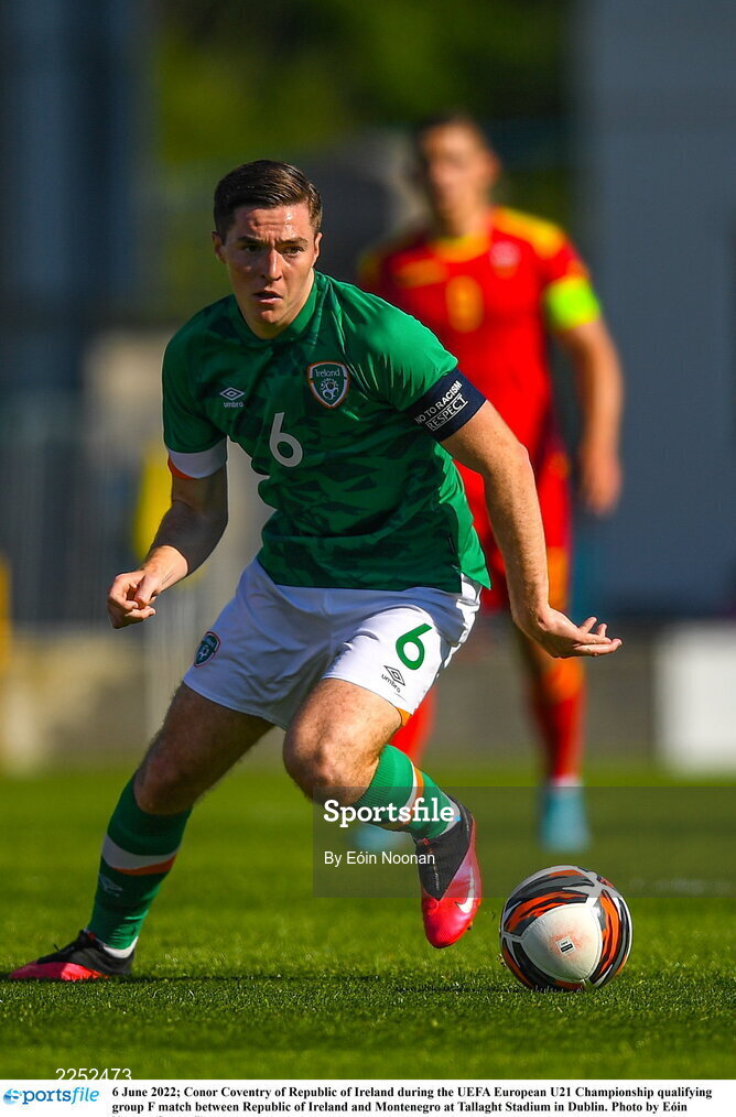 6 June 2022; Conor Coventry of Republic of Ireland during the UEFA European U21 Championship qualifying group F match between Republic of Ireland and Montenegro at Tallaght Stadium in Dublin. Photo by Eóin Noonan/Sportsfile