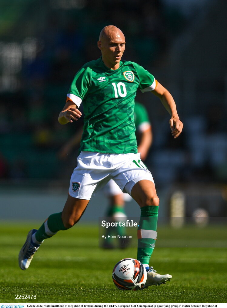 6 June 2022; Will Smallbone of Republic of Ireland during the UEFA European U21 Championship qualifying group F match between Republic of Ireland and Montenegro at Tallaght Stadium in Dublin. Photo by Eóin Noonan/Sportsfile