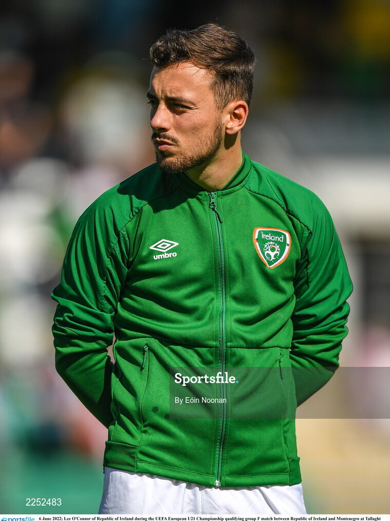 6 June 2022; Lee O'Connor of Republic of Ireland during the UEFA European U21 Championship qualifying group F match between Republic of Ireland and Montenegro at Tallaght Stadium in Dublin. Photo by Eóin Noonan/Sportsfile
